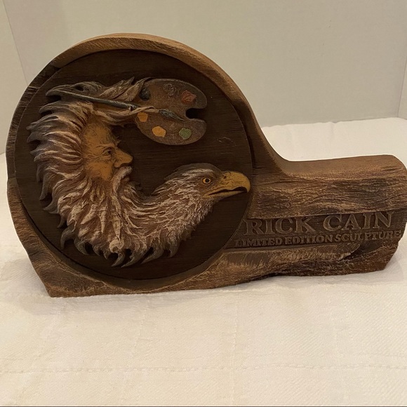 Rick Cain limited edition sculpture Eagle Mountain man painting easel. Signed - Picture 2 of 8